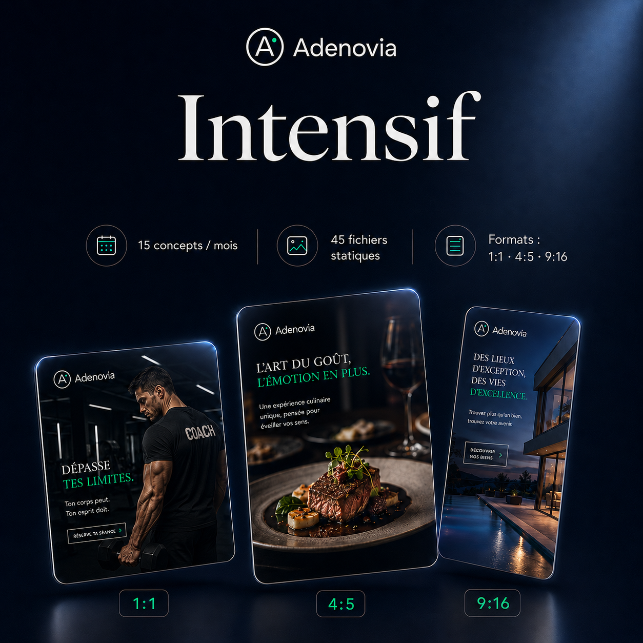 Intensif — 15 concepts créatifs par mois pour tester plus d’angles Meta