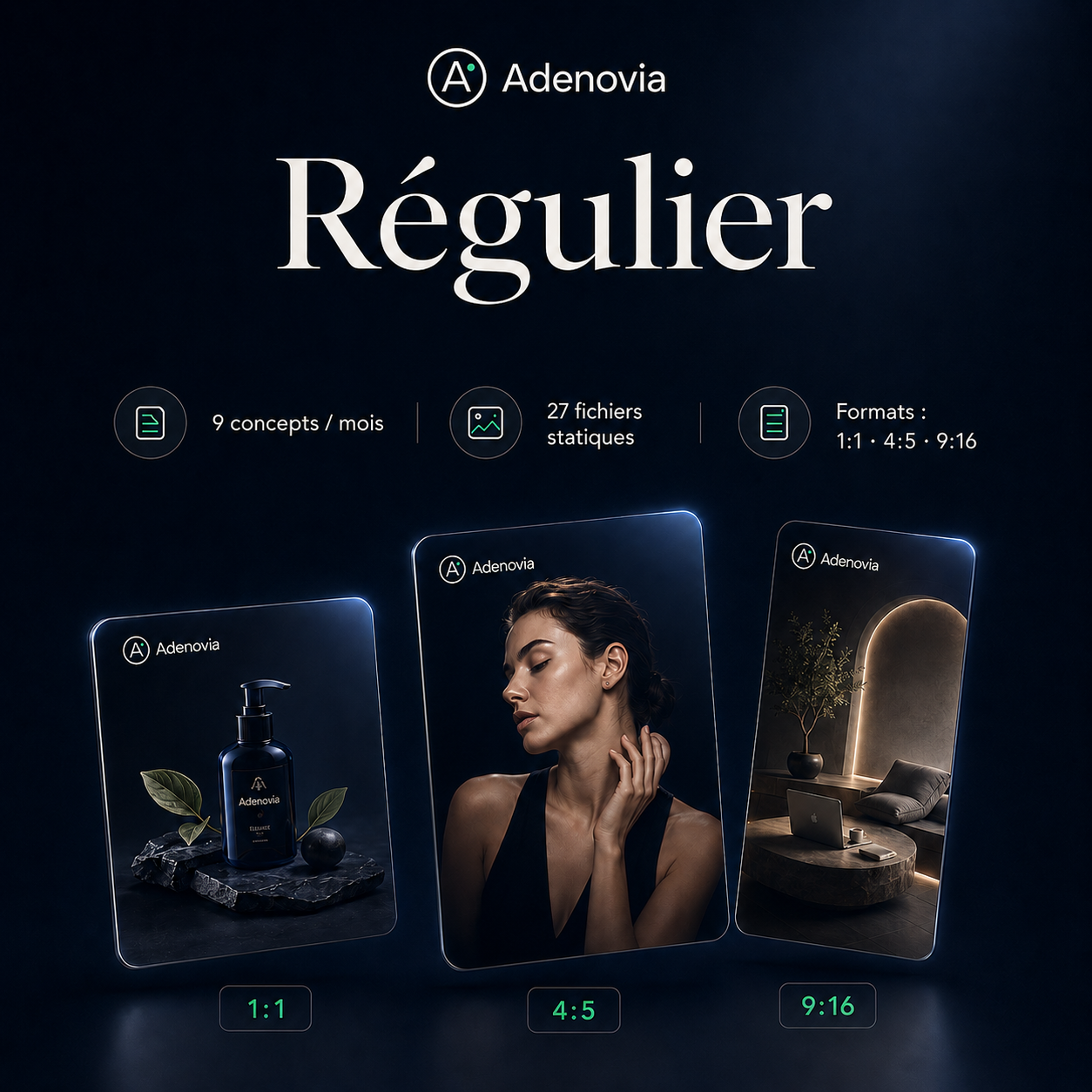Régulier — 9 concepts créatifs par mois pour alimenter vos campagnes Meta